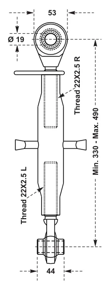 3-Point Linkage Kit – dimension drawing with measurements