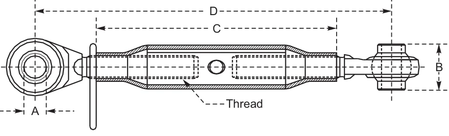Top Link Assembly – dimension drawing with measurements
