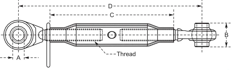 Top Link Assembly – dimension drawing with measurements