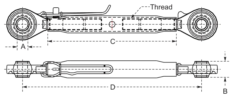 Top Link Assembly - Special – dimension drawing with measurements