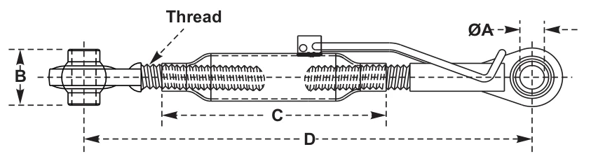 JD Top Links – dimension drawing with measurements