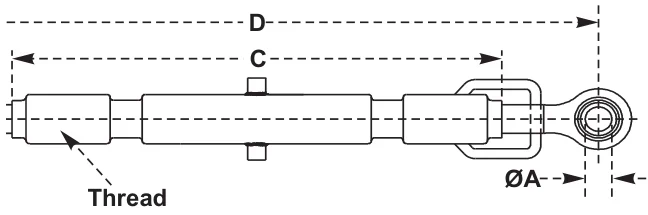 Massey Ferguson Top Links – dimension drawing with measurements