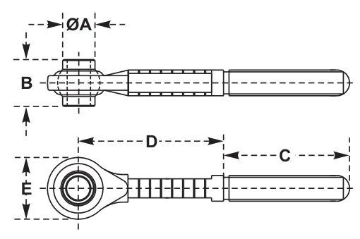 Top Link Ends - MF – dimension drawing with measurements
