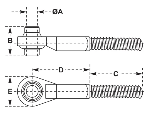 Top Link Ends - JD – dimension drawing with measurements