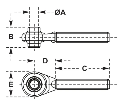 Top Link Ends – dimension drawing with measurements