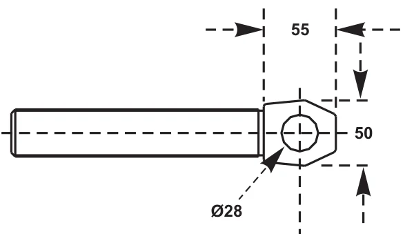 Tie Rod For Articulated Yoke – dimension drawing with measurements