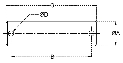 Adjustable Levelling Arm Pins – dimension drawing with measurements