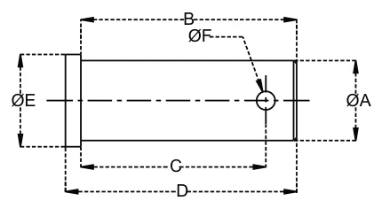 Square Head Pin – dimension drawing with measurements