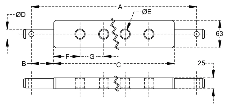Draw Bar – dimension drawing with measurements