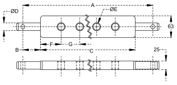 Draw Bar – dimension drawing with measurements