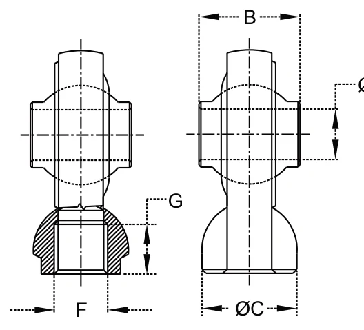 Weld-on Ends – dimension drawing with measurements