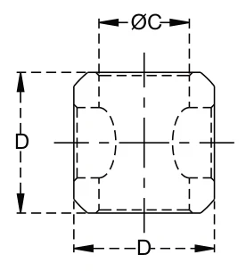 Ball - Double Bore – dimension drawing with measurements