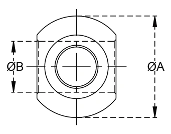 Ball - Double Bore – dimension drawing with measurements