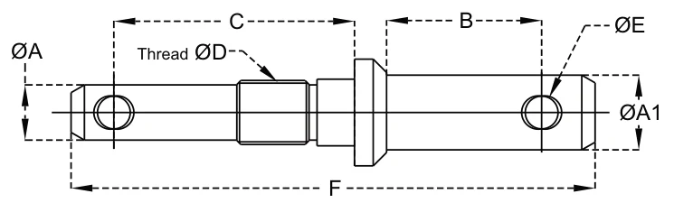 Lift Arm Pins - Dual Mounting – dimension drawing with measurements