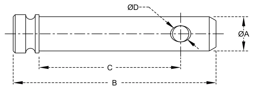 Top Link Pins – dimension drawing with measurements