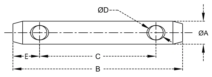 Top Link Pins - Headless – dimension drawing with measurements
