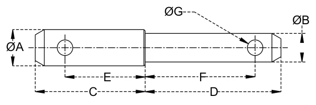 Implement Mounting Pins – dimension drawing with measurements