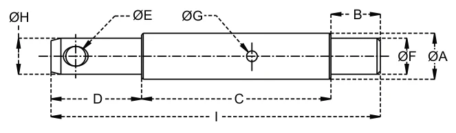 Implement Mounting Pins - Double – dimension drawing with measurements