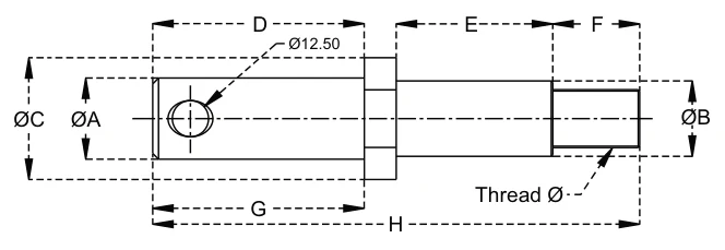 Implement Mounting Pins – dimension drawing with measurements
