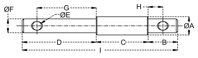 Implement Mounting Pins - Double – dimension drawing with measurements