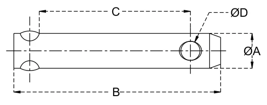 Knotching Pins – dimension drawing with measurements