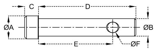Weld On Link Pins – dimension drawing with measurements
