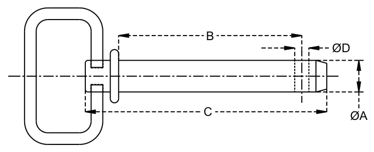 Hitch Pins - With Hair Pin – dimension drawing with measurements