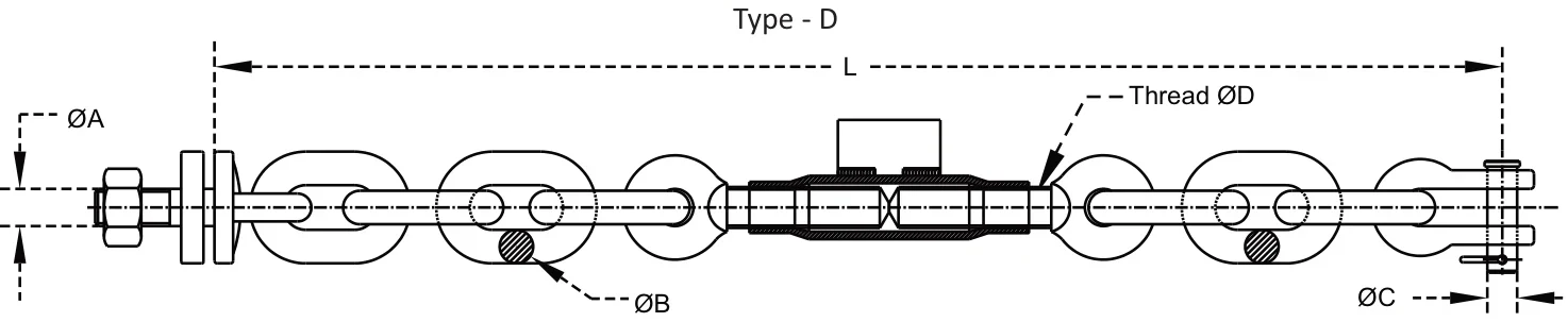 Stabiliser Chains – dimension drawing with measurements