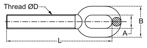 End For Stabilisers Adjusters – dimension drawing with measurements
