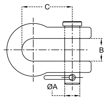 Shackles “d” Type – dimension drawing with measurements