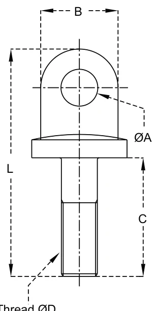Stabiliser Eye Bolts – dimension drawing with measurements