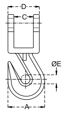 Draw Bar Hook – dimension drawing with measurements