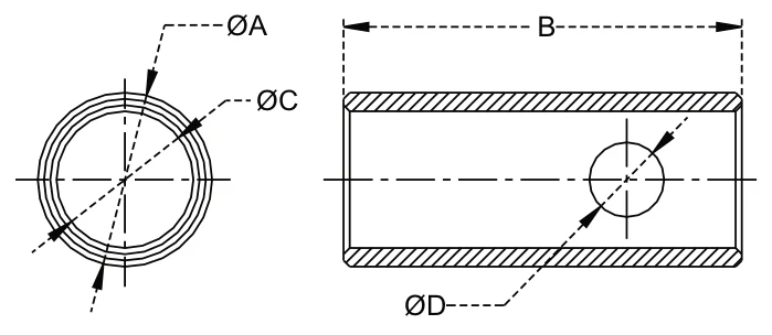Bushes – dimension drawing with measurements