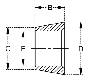 Tine Bushing Short Type – dimension drawing with measurements