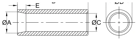 Tines Bushing – dimension drawing with measurements
