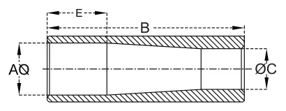 Tines Bushing – dimension drawing with measurements