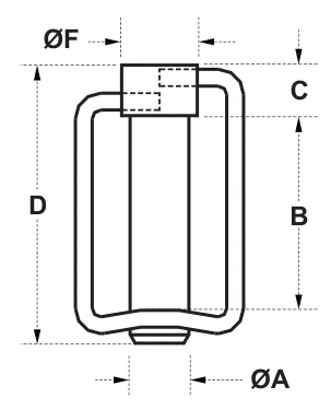 Linch Pins (square) - With Chain – dimension drawing with measurements