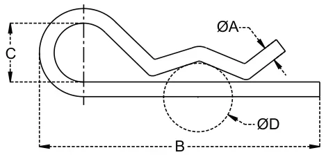 Hair Pins – dimension drawing with measurements