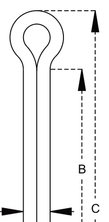 Split Pins – dimension drawing with measurements
