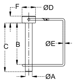 PTO Pins - Square – dimension drawing with measurements