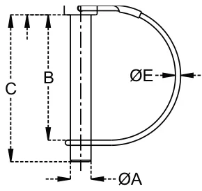 PTO Pins - Round – dimension drawing with measurements