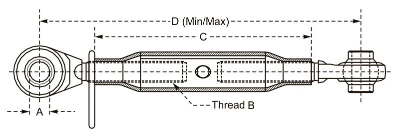 Top Link Assembly – dimension drawing with measurements