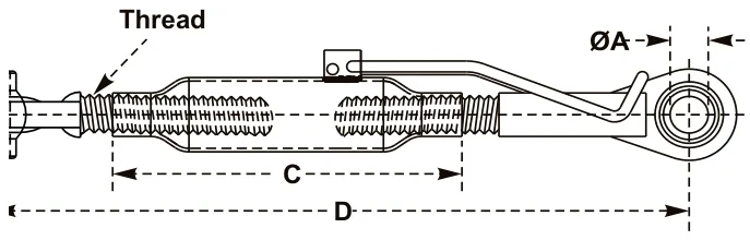 JD Top Links – dimension drawing with measurements