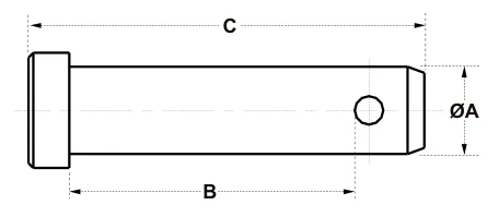 Clevis Type Draw Pins – dimension drawing with measurements