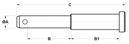Clevis Type Draw Pins – dimension drawing with measurements