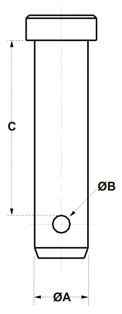 Hitch Pins – dimension drawing with measurements