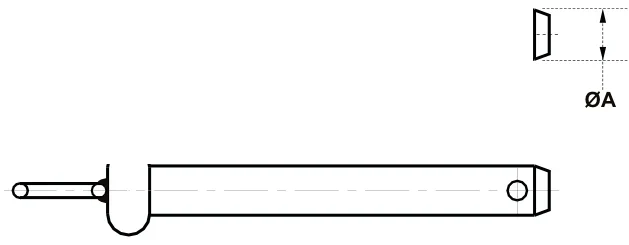 Fixed Handle Hitch Pins – dimension drawing with measurements