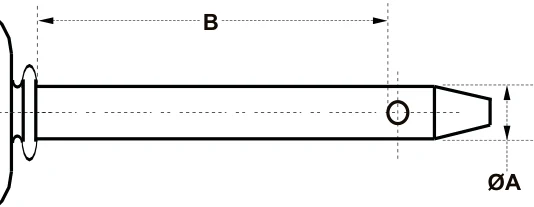 Forged Fixed Handle Hitch Pins – dimension drawing with measurements