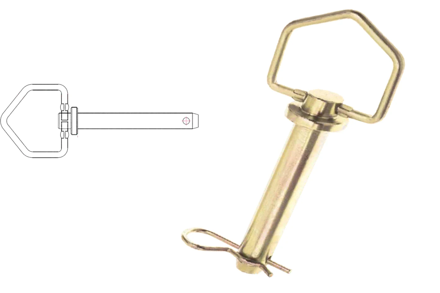 Foldover Handle Hitch Pins (with Clip) – US range – AgriWell Spares
