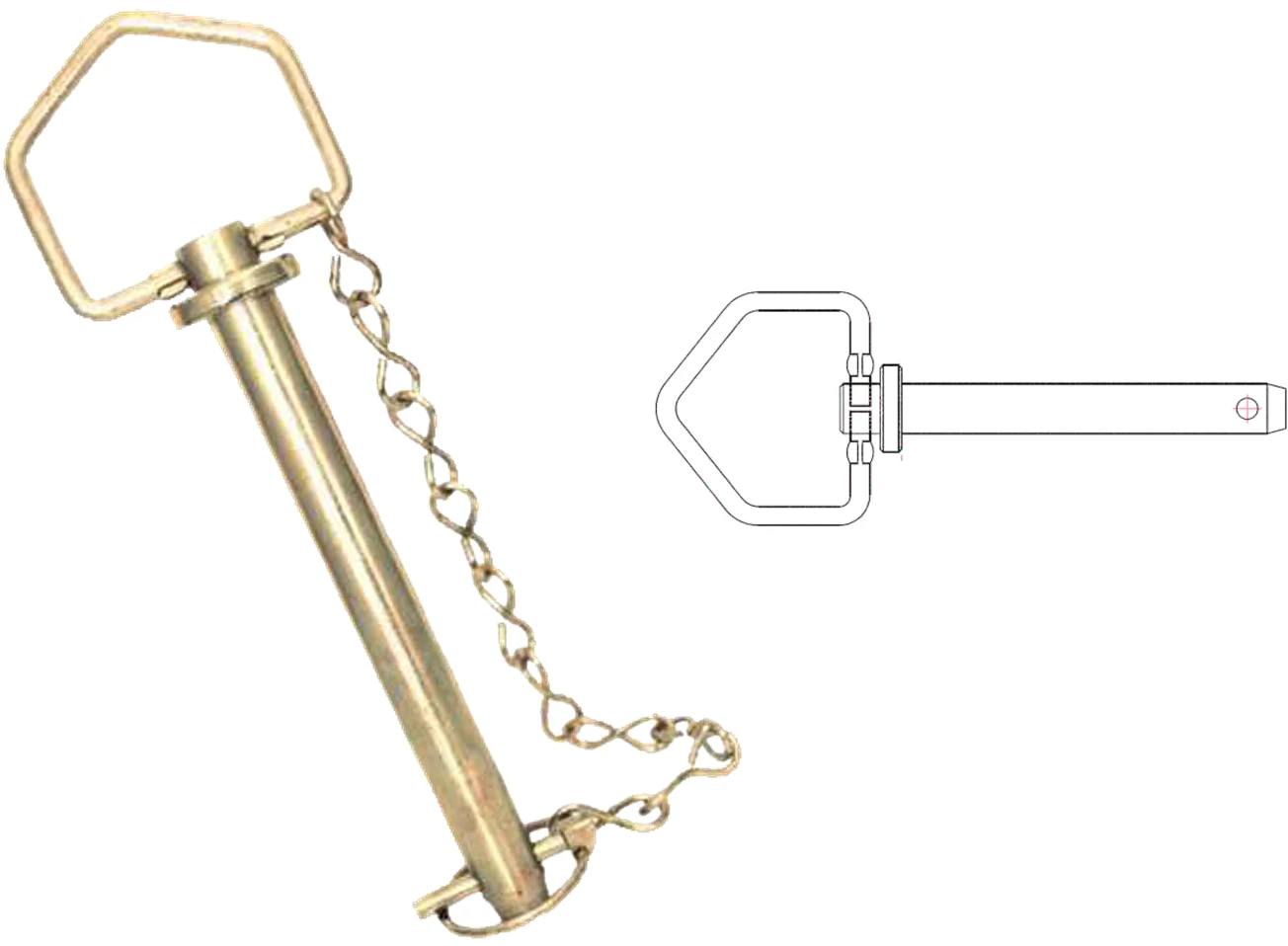 Foldover Handle Hitch Pins (with Chain & Linch Pin) – US range – AgriWell Spares